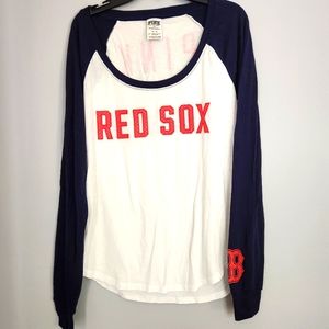 Victoria's Secret PINK Boston Red Sox Long Sleeve sport shirt. szM. Red/wht/blue